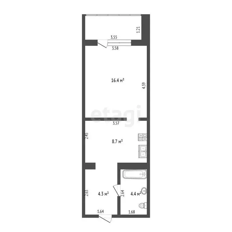1-комнатная квартира: Пермь, улица Восстания, 71 (33.8 м) - Фото 1
