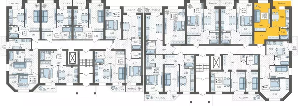 1-к. квартира, 41,7 м, 1/6 эт. - Фото 1