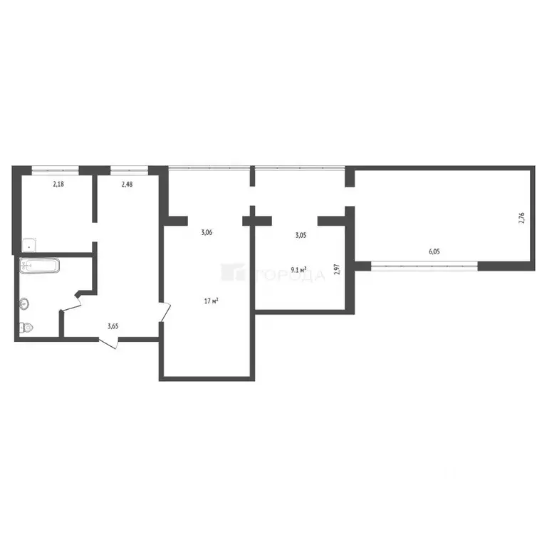 3-к кв. Кемеровская область, Новокузнецк ул. Тольятти, 74 (70.2 м) - Фото 2