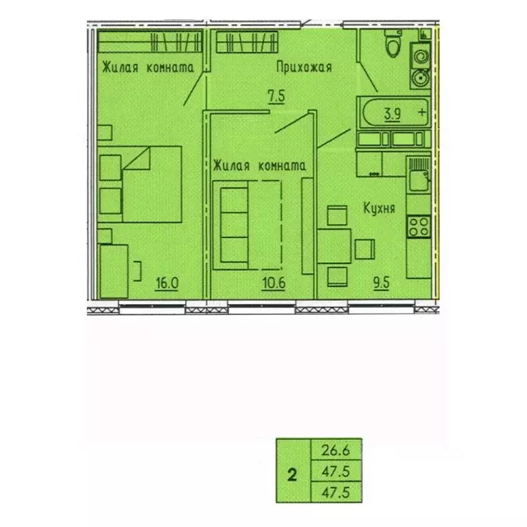 2-к кв. Пензенская область, Пенза ул. Яшиной, 10 (47.5 м) - Фото 1