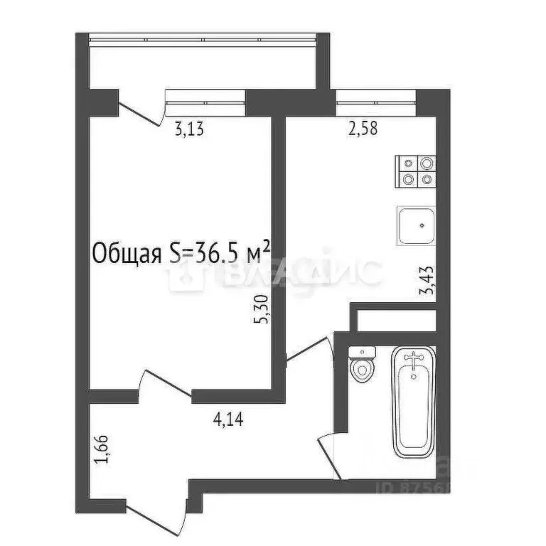 1-к кв. Новосибирская область, Новосибирск ул. Есенина, 12/1 (36.5 м) - Фото 1