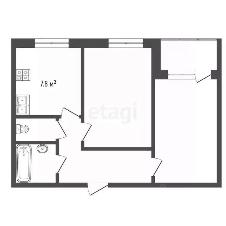2-к кв. Коми, Усинск Молодежная ул., 11 (48.1 м) - Фото 2