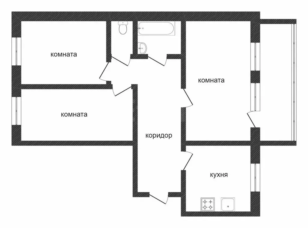 3-комнатная квартира: Тобольск, микрорайон Иртышский, 25 (67.6 м) - Фото 1