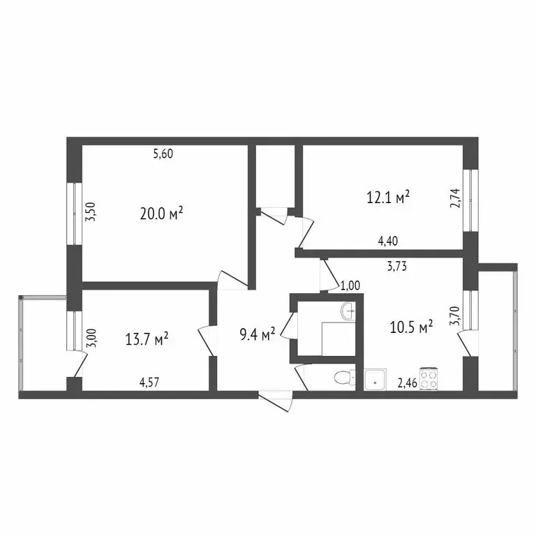 3-комнатная квартира: Севастополь, Новороссийская улица, 62 (71.2 м) - Фото 0