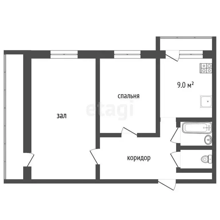 2-комнатная квартира: Прохладный, улица Петренко, 60 (50.6 м) - Фото 0