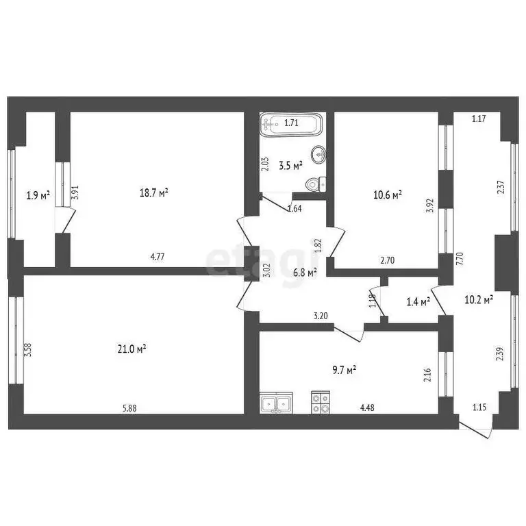 3-комнатная квартира: Феодосия, улица Володарского, 15А (83.8 м) - Фото 1