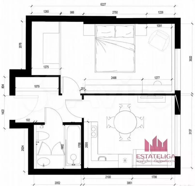 1-к. квартира, 40 м, 9/39 эт. - Фото 0