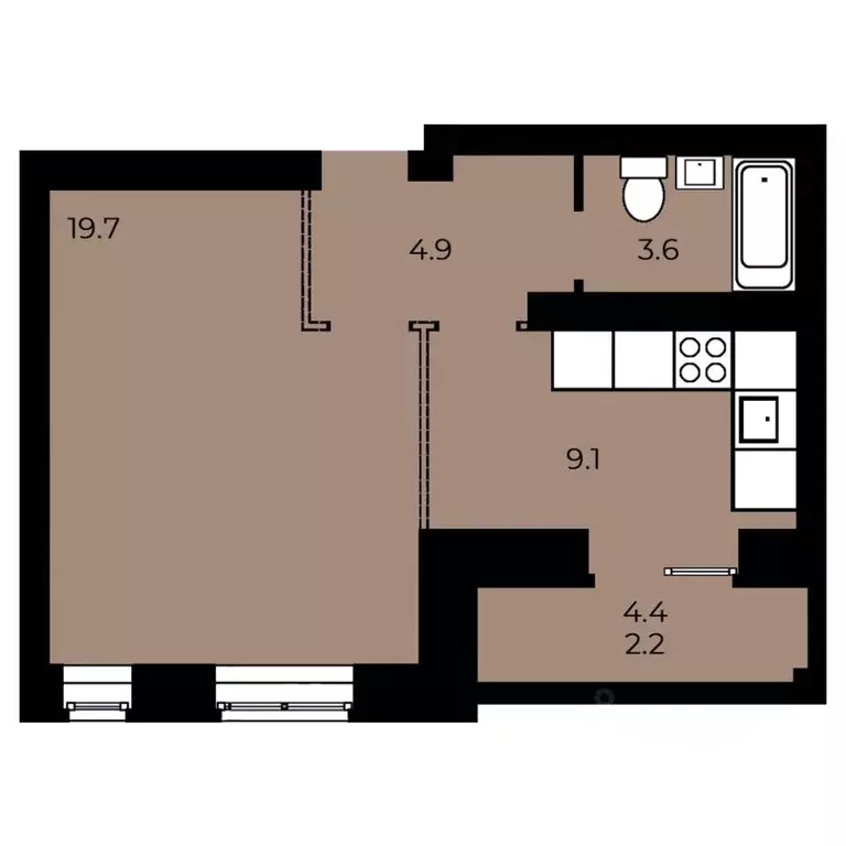 1-к кв. Омская область, Омск ул. 33-я Северная, 46 (39.47 м) - Фото 1