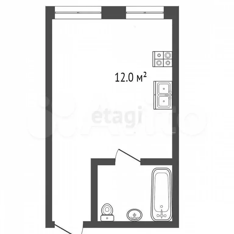 Квартира-студия, 34 м, 4/5 эт. - Фото 0