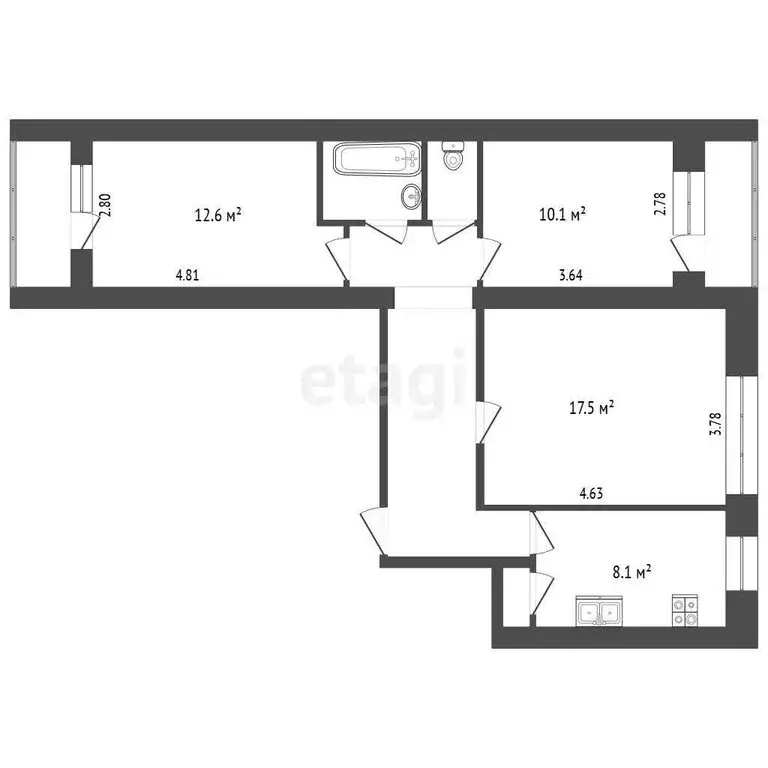 3-комнатная квартира: Ярославль, улица Калинина, 37 (63.5 м) - Фото 0