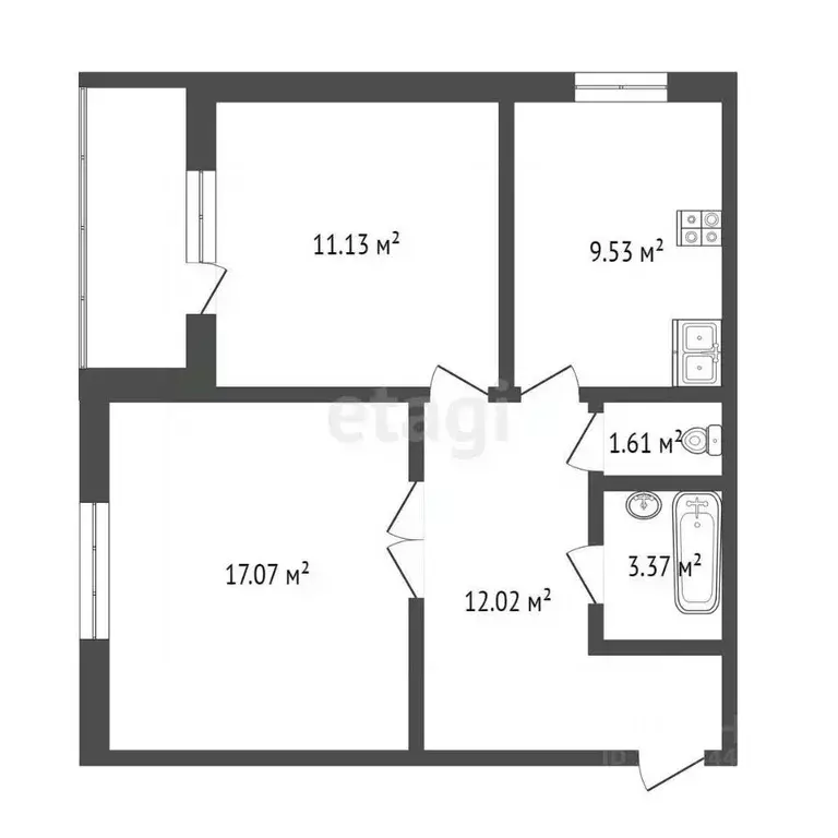 2-к кв. Тюменская область, Тюмень Войновка мкр, ул. Энергостроителей, ... - Фото 1