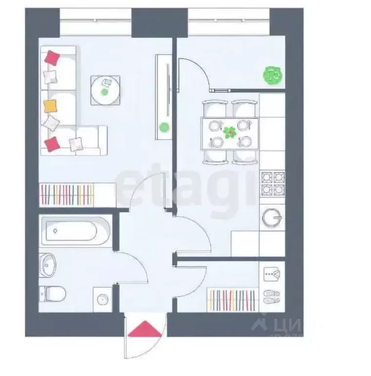 1-к кв. Татарстан, Казань ул. Азата Аббасова, 16 (34.3 м) - Фото 2