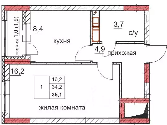 1-к кв. Нижегородская область, Дзержинск Комсомольский мкр,  (35.1 м) - Фото 0