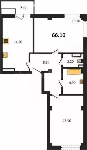 2-комнатная квартира: Севастополь, улица Токарева, 18Дк3 (66.12 м) - Фото 1