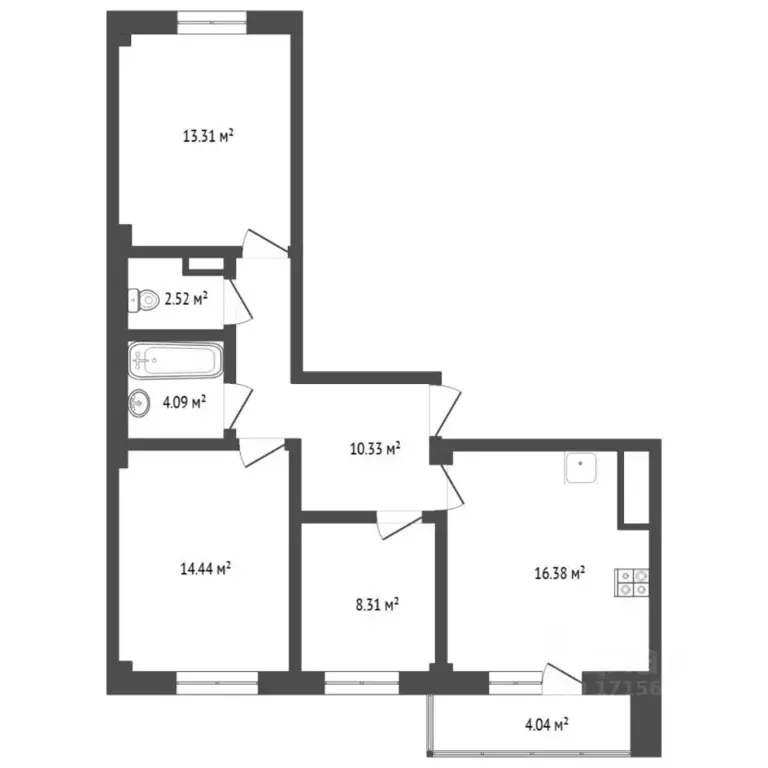 3-к кв. Тюменская область, Тюмень ул. Николая Никитина, 2 (70.0 м) - Фото 2