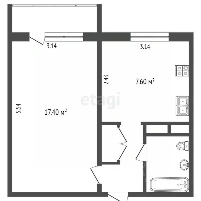 1-к кв. Ямало-Ненецкий АО, Муравленко ул. 70 лет Октября, 1 (34.1 м) - Фото 2