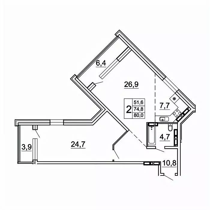 2-к кв. Приморский край, Владивосток Лесная ул., 1В/1 (80.0 м) - Фото 1