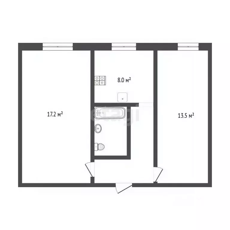 2-к кв. Тюменская область, Тюмень Ялуторовская ул., 14 (42.8 м) - Фото 2