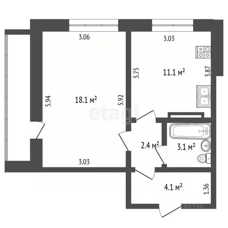 1-к кв. Орловская область, Орел Ботанический пер., 31 (39.4 м) - Фото 0