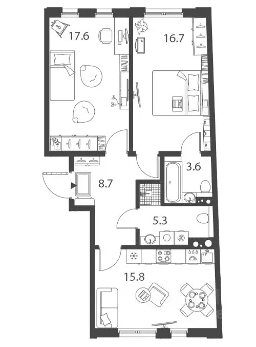 2-к кв. Санкт-Петербург Белоостровская ул., 28 (68.0 м) - Фото 0