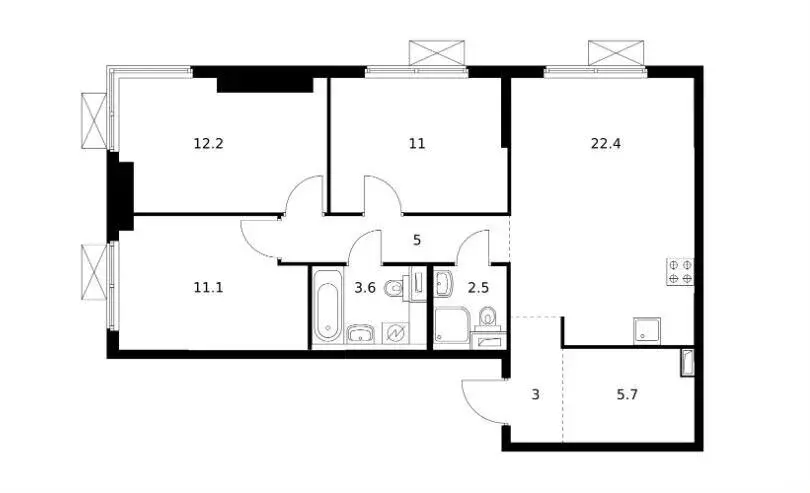 3-комнатная квартира: Москва, Очаковское шоссе, 5к3 (77 м) - Фото 0