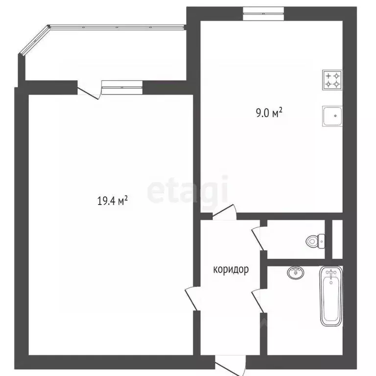 1-к кв. Тюменская область, Тюмень ул. Радищева, 29 (33.6 м) - Фото 2