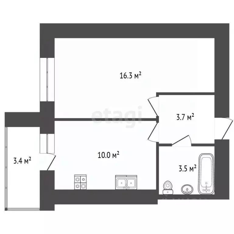 1-к кв. Вологодская область, Череповец ул. Командарма Белова, 46 (33.5 ... - Фото 2