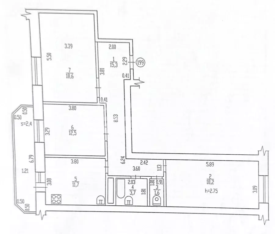 3-к кв. Брянская область, Брянск ул. Брянского Фронта, 28 (81.6 м) - Фото 2