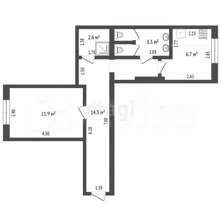 1-к. квартира, 17,1 м, 5/5 эт. - Фото 0