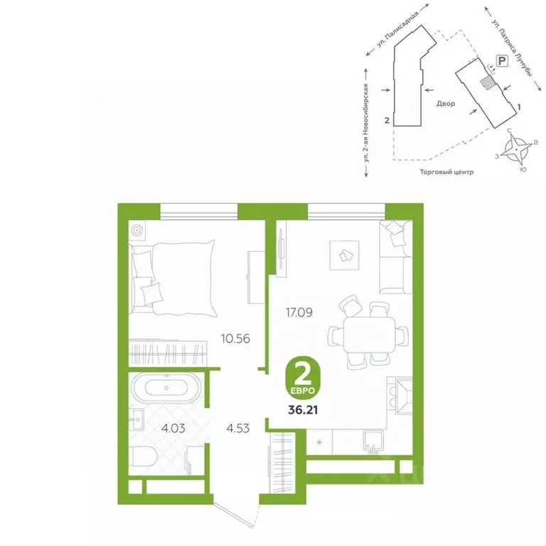 2-к кв. Свердловская область, Екатеринбург ул. Патриса Лумумбы, 4А ... - Фото 1