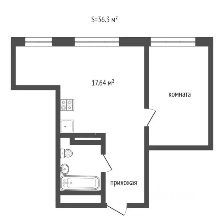 1-к кв. Тюменская область, Тюмень ул. Стройотрядовская, 6 (36.3 м) - Фото 2