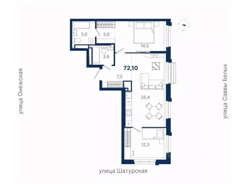 2-к кв. Свердловская область, Екатеринбург ул. Шатурская (72.1 м) - Фото 0