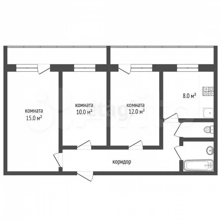 3-к. квартира, 70 м, 1/14 эт. - Фото 0