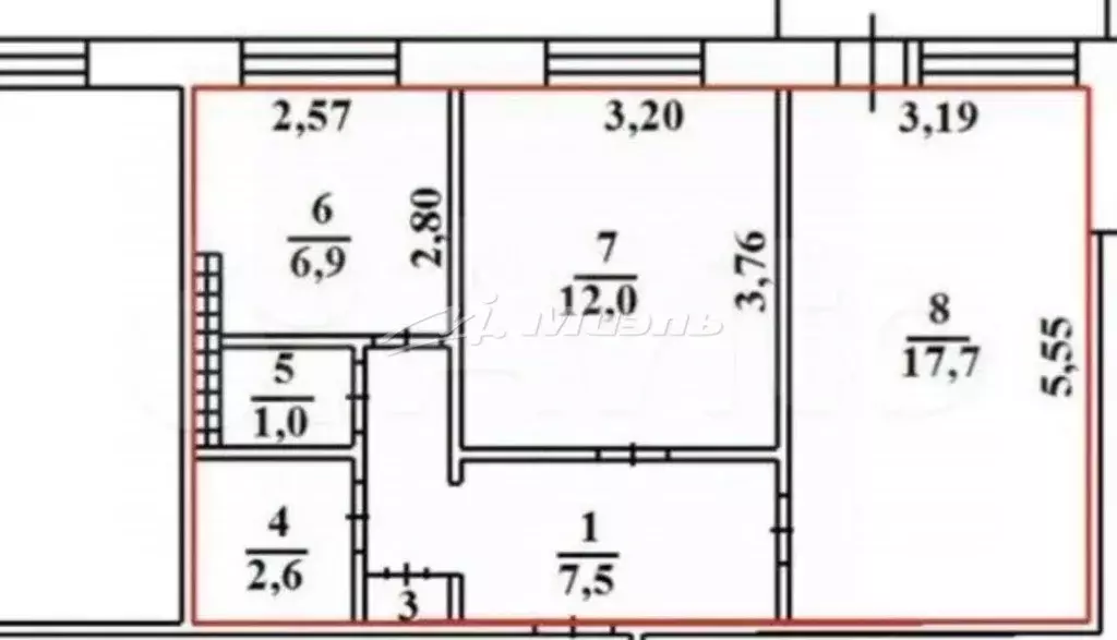 2-к кв. Крым, Симферополь ул. Ковыльная, 80 (48.0 м) - Фото 2