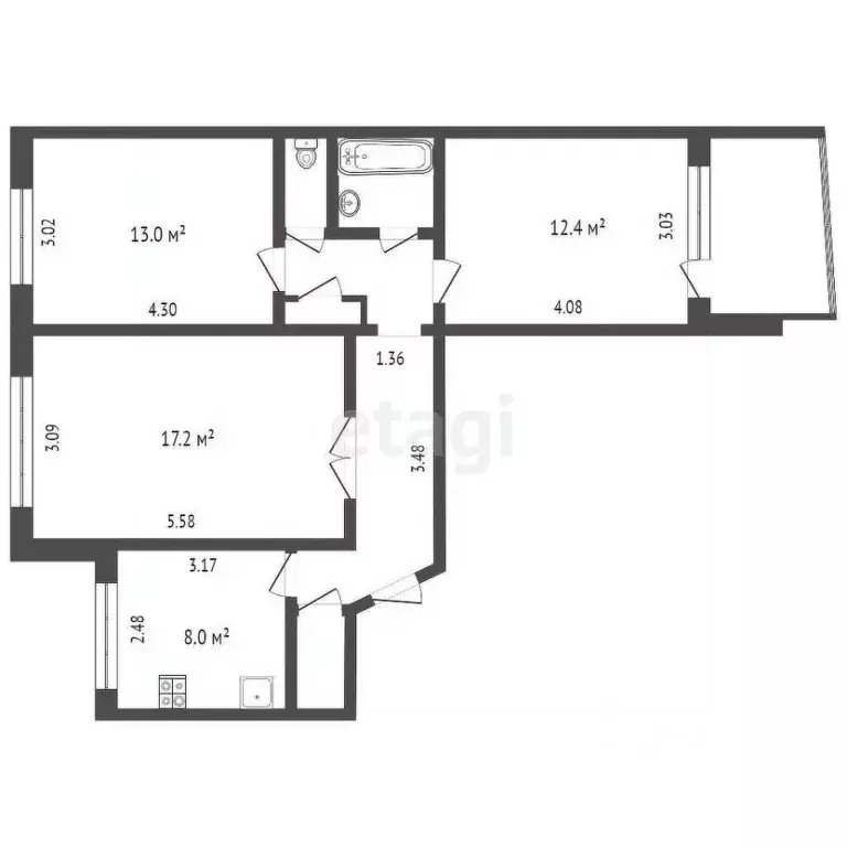 3-к кв. Тюменская область, Тюмень Широтная ул., 61 (65.2 м) - Фото 0