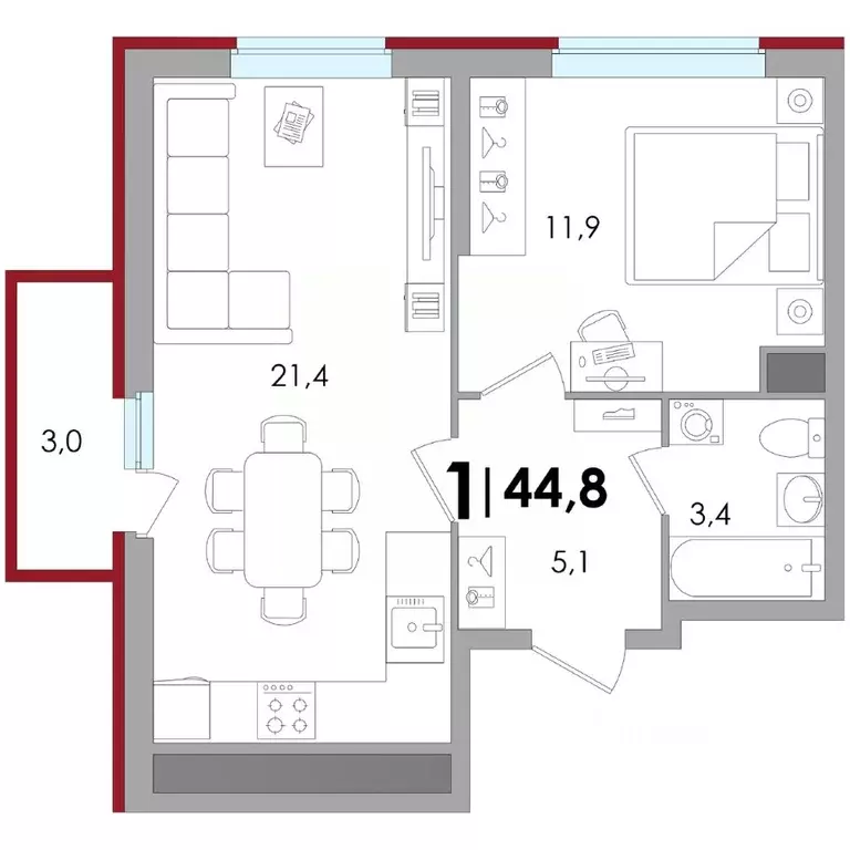 1-к кв. Тверская область, Калининский муниципальный округ, д. Батино ... - Фото 1