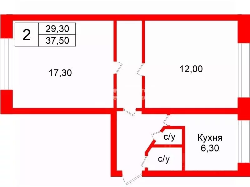2-к кв. Санкт-Петербург просп. Науки, 11К2 (45.8 м) - Фото 2
