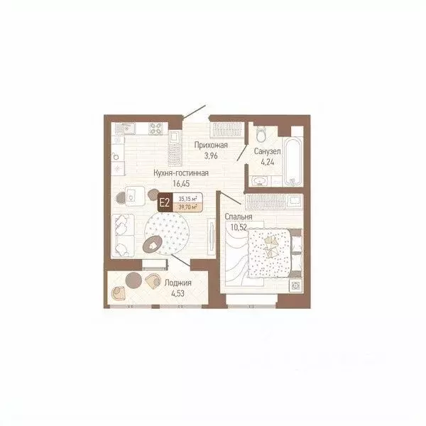 1-к кв. Тульская область, Тула Кулик жилой комплекс (37.44 м) - Фото 0