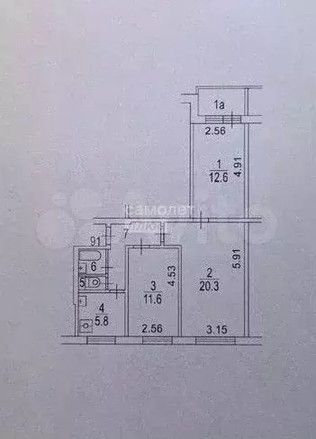 Доля в 3-к. квартире, 58,2 м, 4/12 эт. - Фото 0