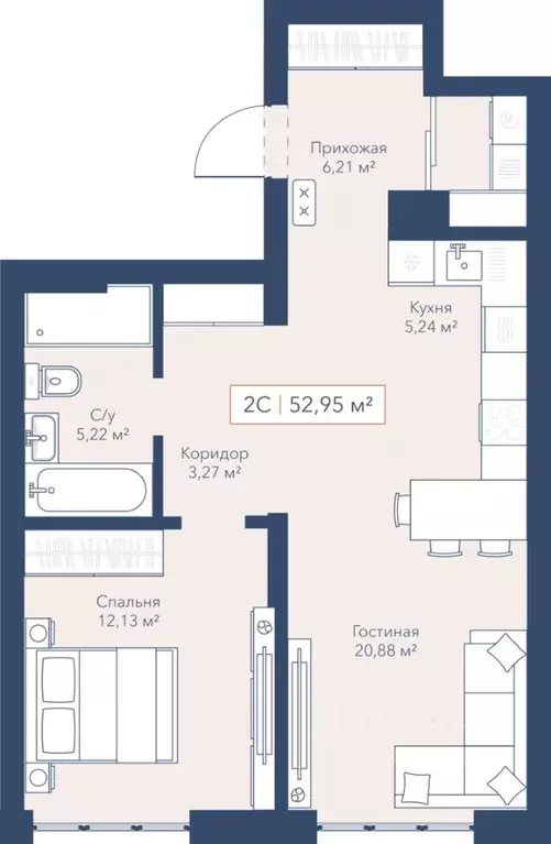 2-к кв. Новосибирская область, Новосибирск ул. Кирова, 115 (53.4 м) - Фото 1