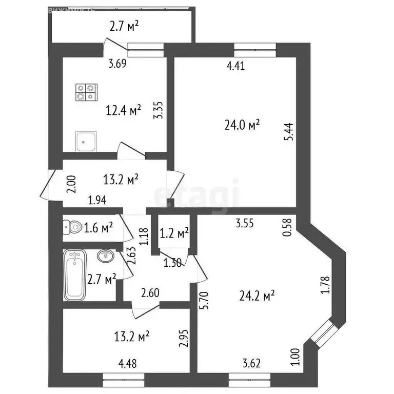 3-комнатная квартира: Ишим, улица Шаронова, 3А (92.5 м) - Фото 1