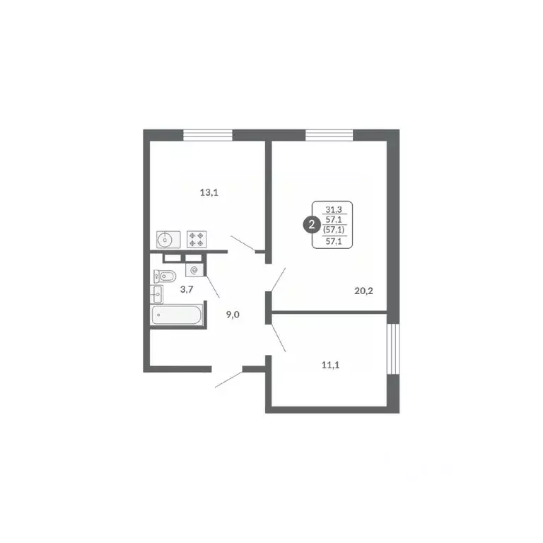 2-к кв. Кировская область, Киров ул. Потребкооперации, 34 (57.1 м) - Фото 1