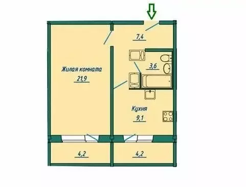 1-комнатная квартира: Иваново, Лежневская улица, 213 (42.4 м) - Фото 0