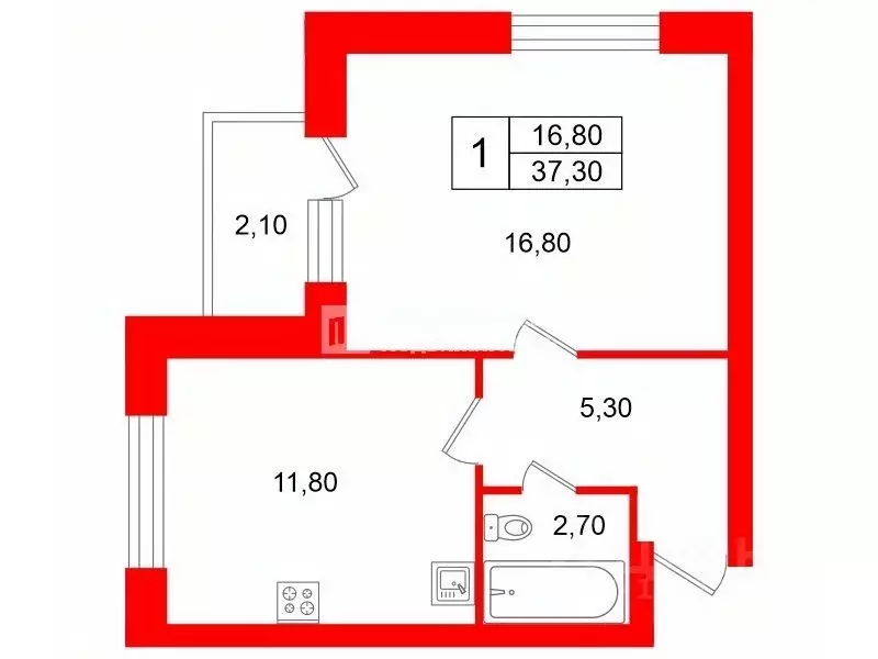 1-к кв. Ленинградская область, Всеволожский район, Романовское с/пос, ... - Фото 2