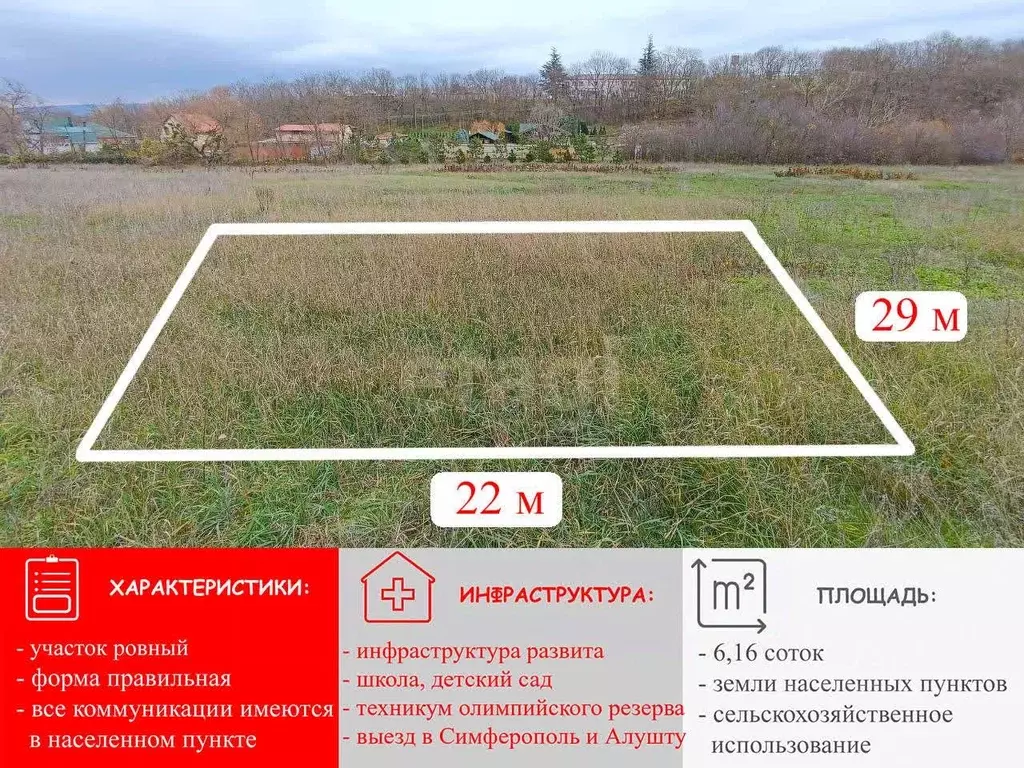 Участок в Крым, Симферопольский район, Добровское с/пос, с. ... - Фото 1