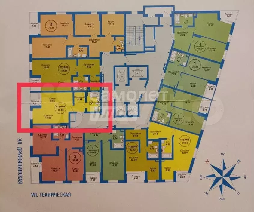 Квартира-студия, 34 м, 7/28 эт. - Фото 1