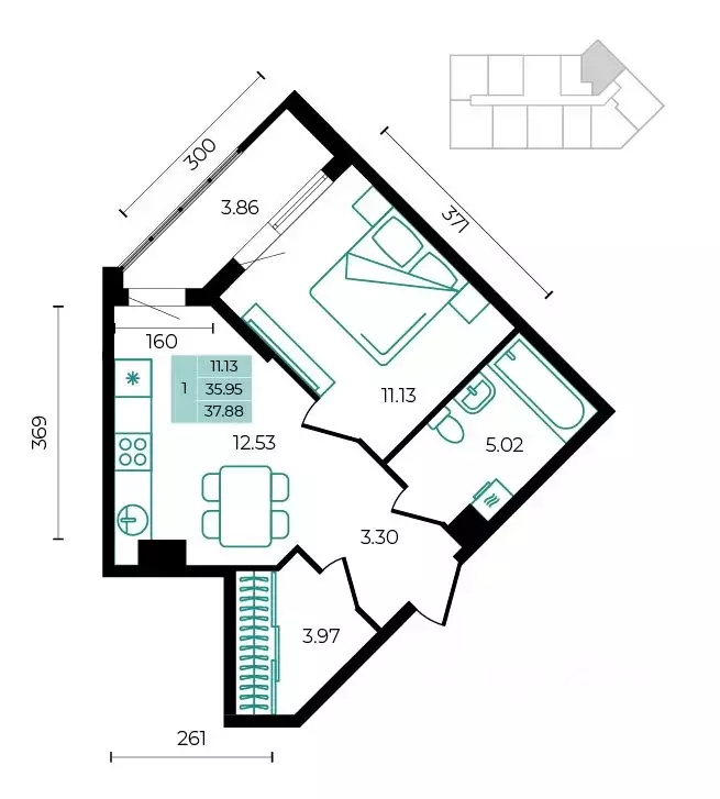 1-к кв. Адыгея, Майкопский район, пос. Тульский  (37.88 м) - Фото 1