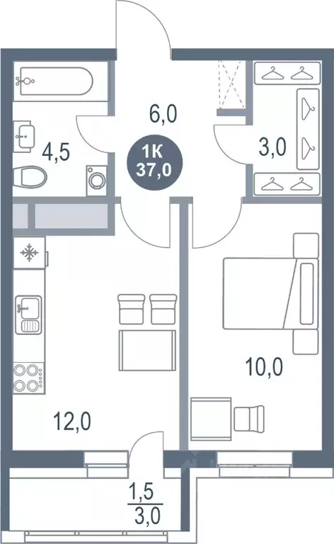 1-к кв. Московская область, Котельники Новые Котельники мкр, 11 (37.0 ... - Фото 1