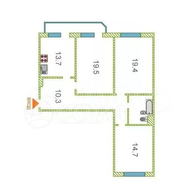 3-к. квартира, 95 м, 7/10 эт. - Фото 0