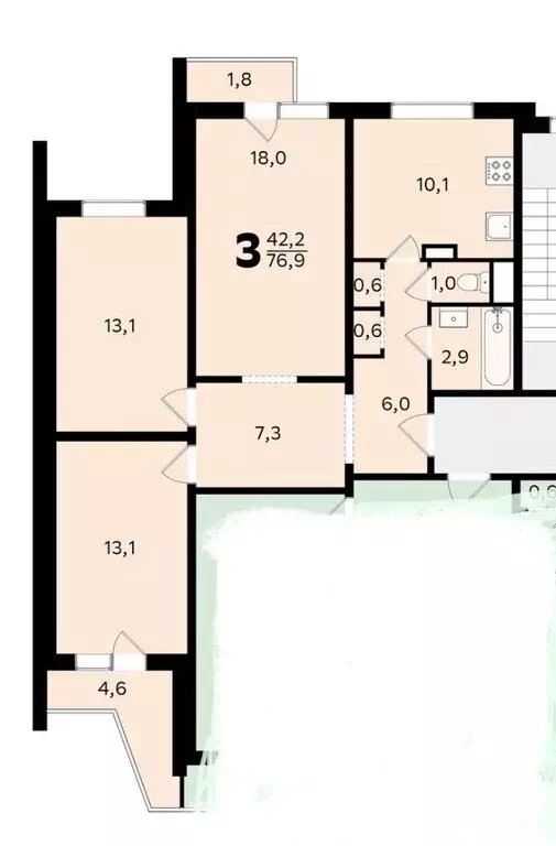 3-комнатная квартира: Москва, Нагатинская набережная, 40/1 (77 м) - Фото 0